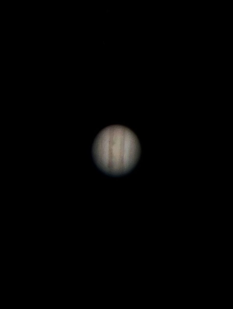 Jupiter picture was taken with my Samsung Galaxy S9+ and Celestron C-8 telescope. I used an 8mm Baader Hyperion eyepiece and attached my phone using the Celestron NexYZ adapter. I took a bunch of single exposures and then picked out the best one to post here. No stacking, but I did adjust the contrast, etc. in the stock Windows 10 photo app.
