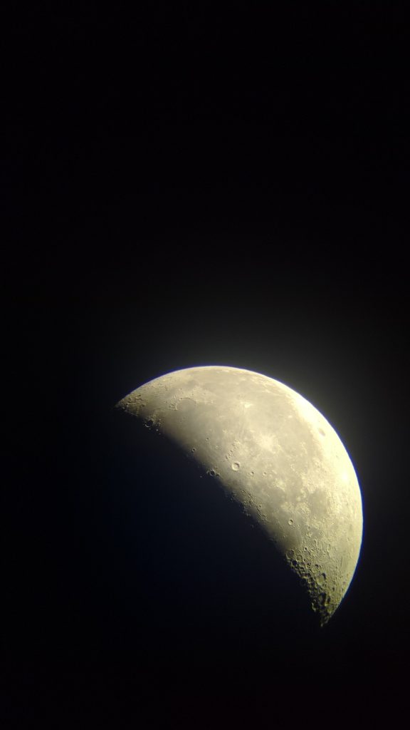 Picture of the moon taken with Sky-Watcher 120mm, 10mm lens and Google Pixel 7 cell phone.