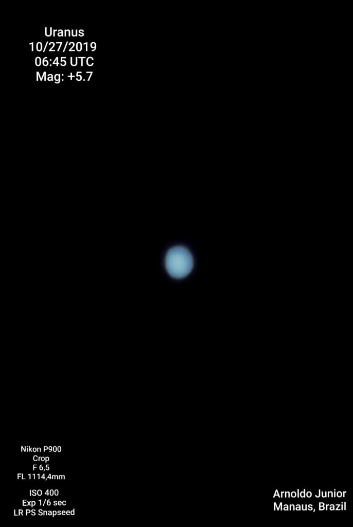 Photo of Uranus through telescope